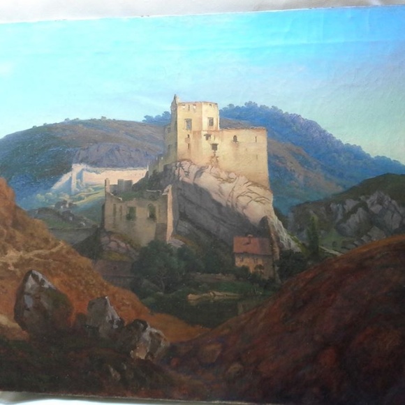N/A>> 19th C. o/c Landscape with Castle - Picture 2 of 8